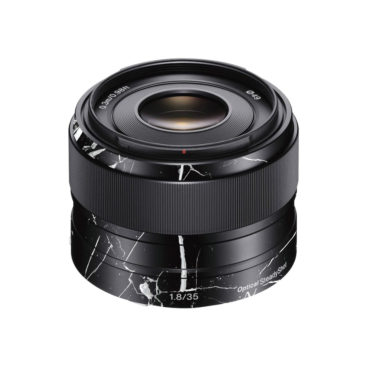 White Veins on Black Sony FE 35mm F/1.8 Camera Lens Skin