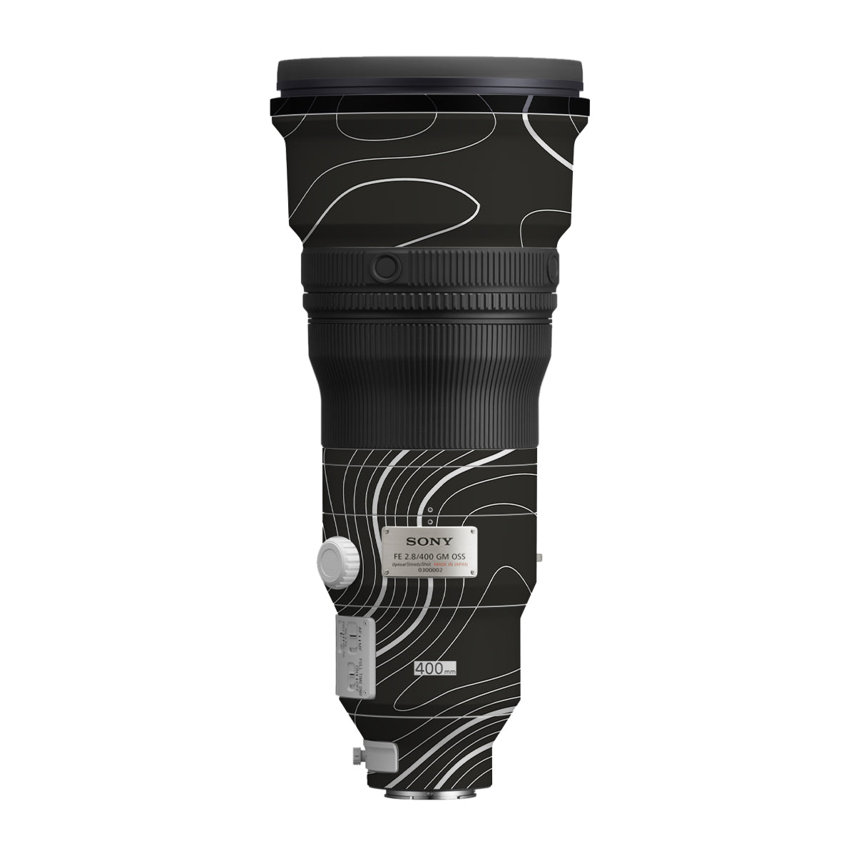 Grayscale Topographic Lines Sony FE 400mm F/2.8 GM Camera Lens Skin