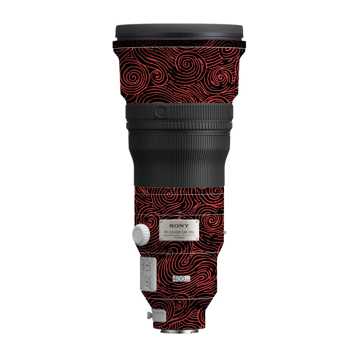 Red Spirals Sony FE 400mm F/2.8 GM Camera Lens Skin
