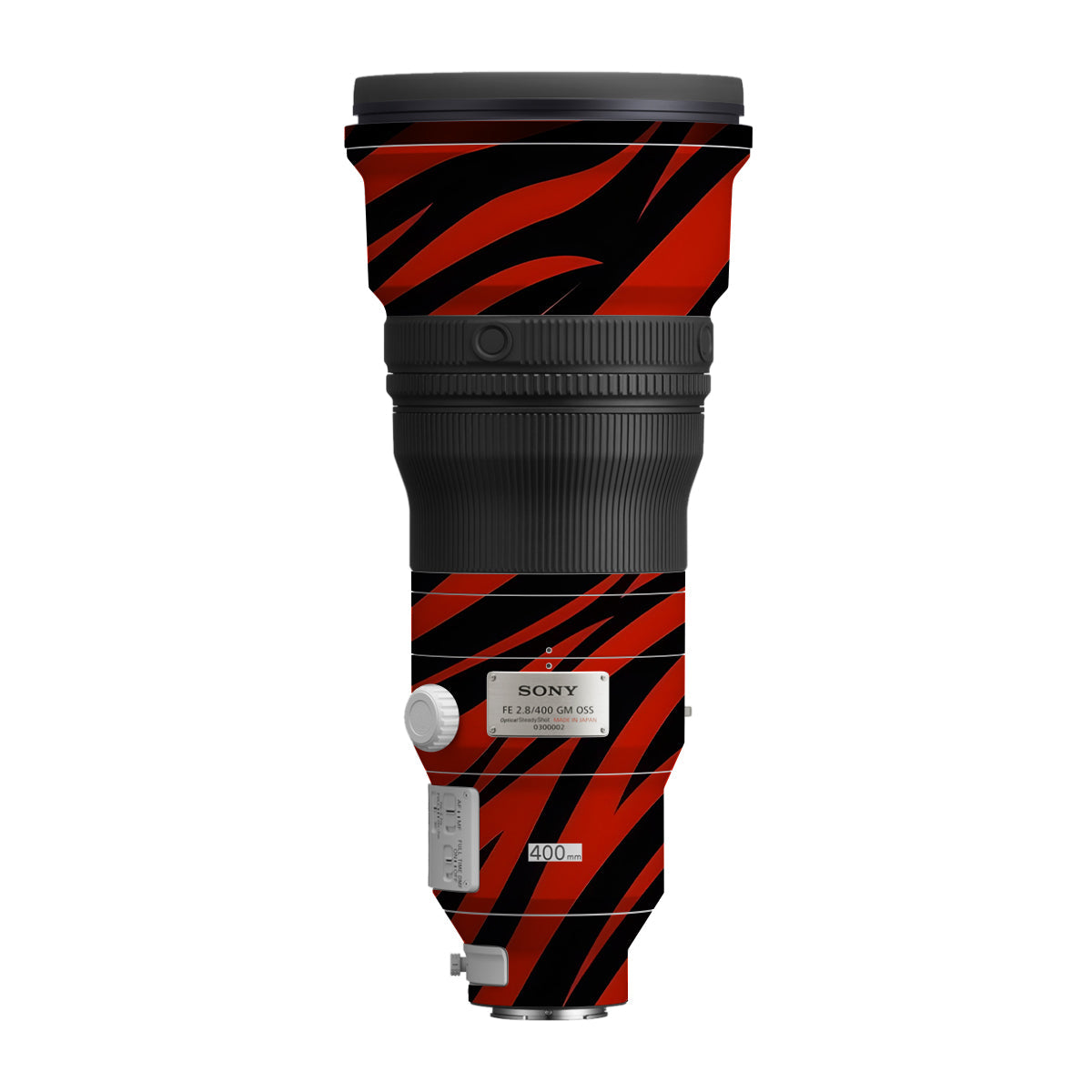Red and Black Stripes Sony FE 400mm F/2.8 GM Camera Lens Skin