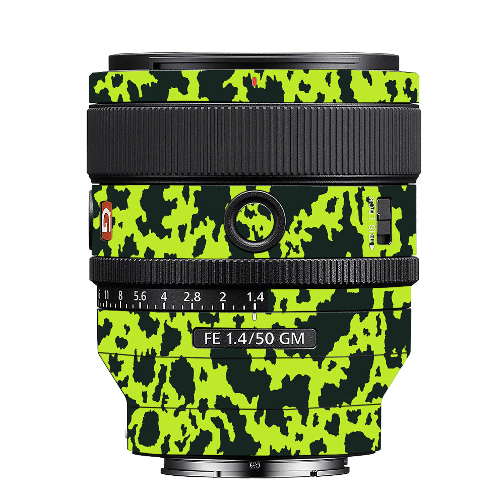 Neon Green Splatter Sony FE 50mm f/1.4 GM Camera Lens Skin