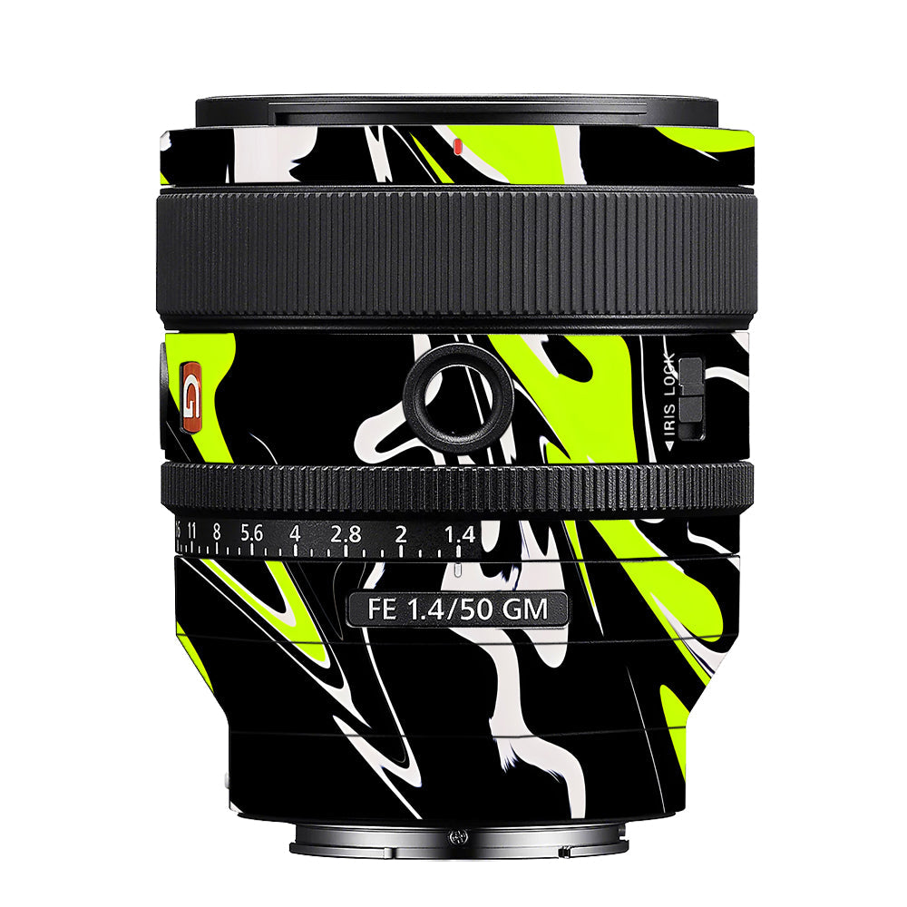 Neon Green and Black Pattern Sony 50mm 1.4 Camera Lens Skin