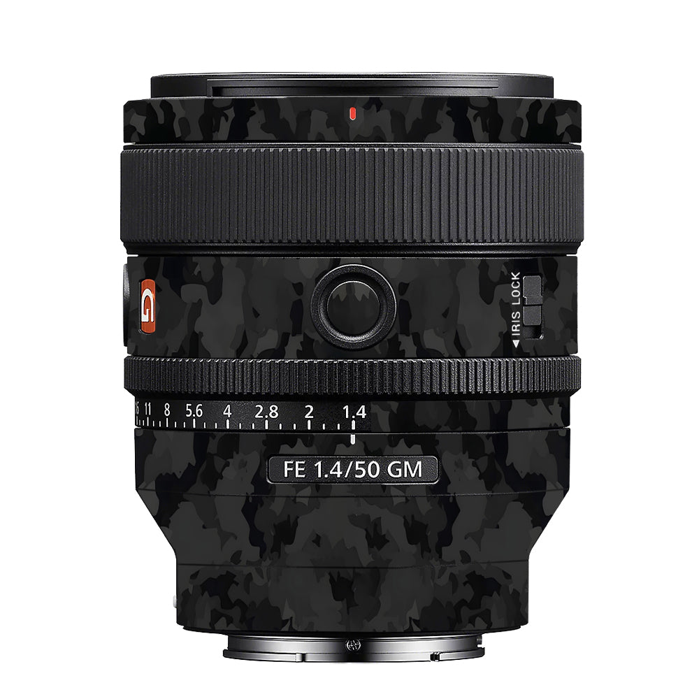 Black Camouflage Sony FE 50mm f/1.4 GM Camera Lens Skin