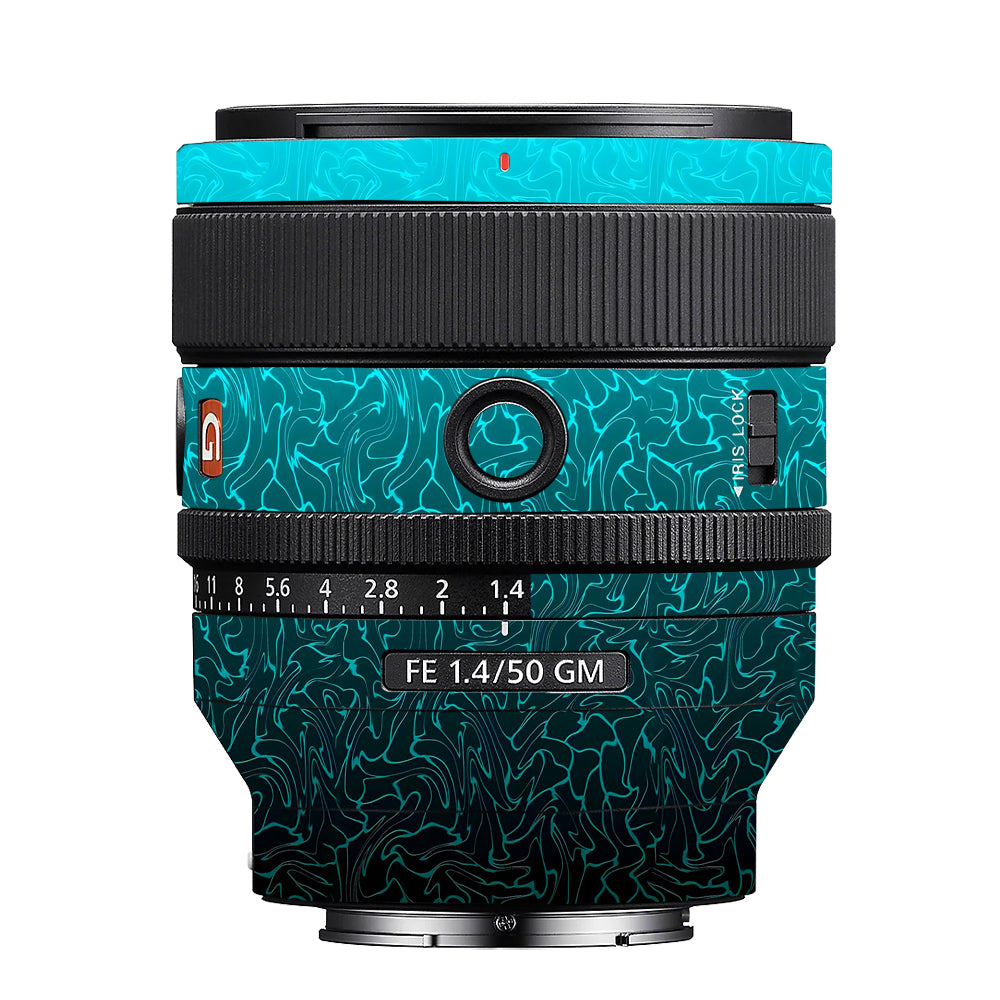 Cyan Blue to Black Gradient Sony 50mm 1.4 Camera Lens Skin