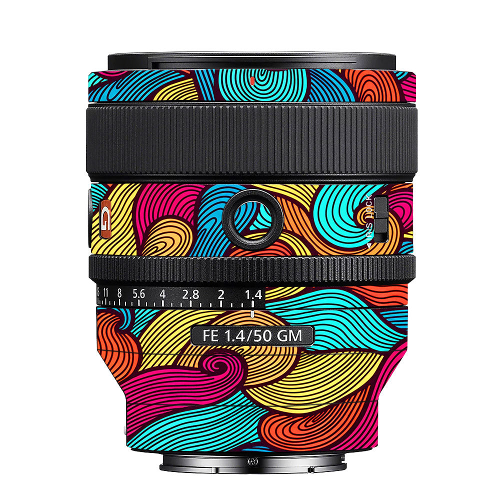 Retro Colorful Doodle Art Pattern Sony FE 50mm f/1.4 GM Camera Lens Skin