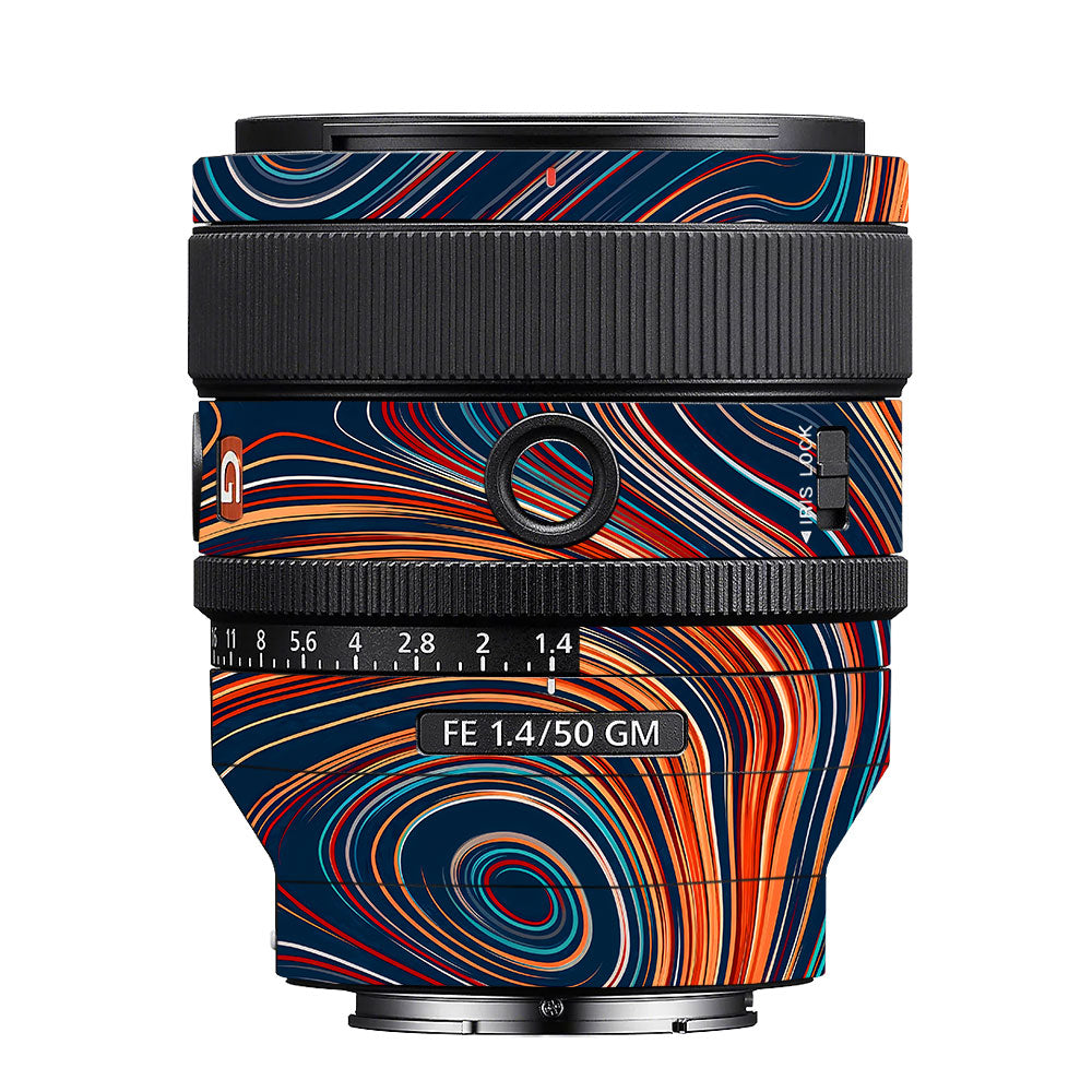 Retro Abstract Striped Swirl Sony FE 50mm f/1.4 GM Camera Lens Skin