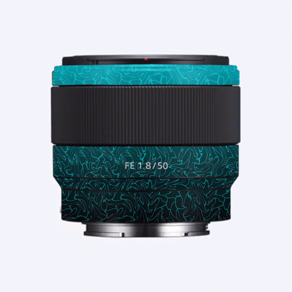Cyan Blue to Black Gradient Sony FE 50mm f/1.8 Camera Lens Skin