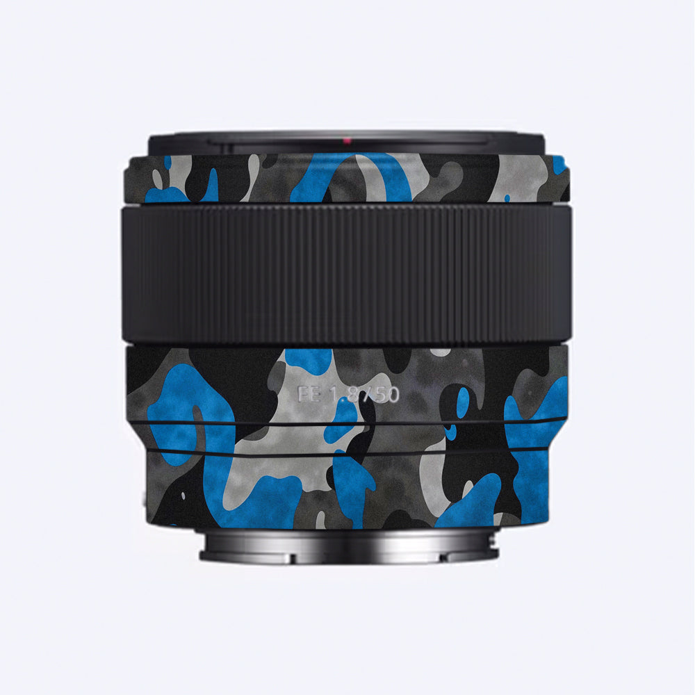 Blue Grey Camo Sony FE 50mm f/1.8 Camera Lens Skin
