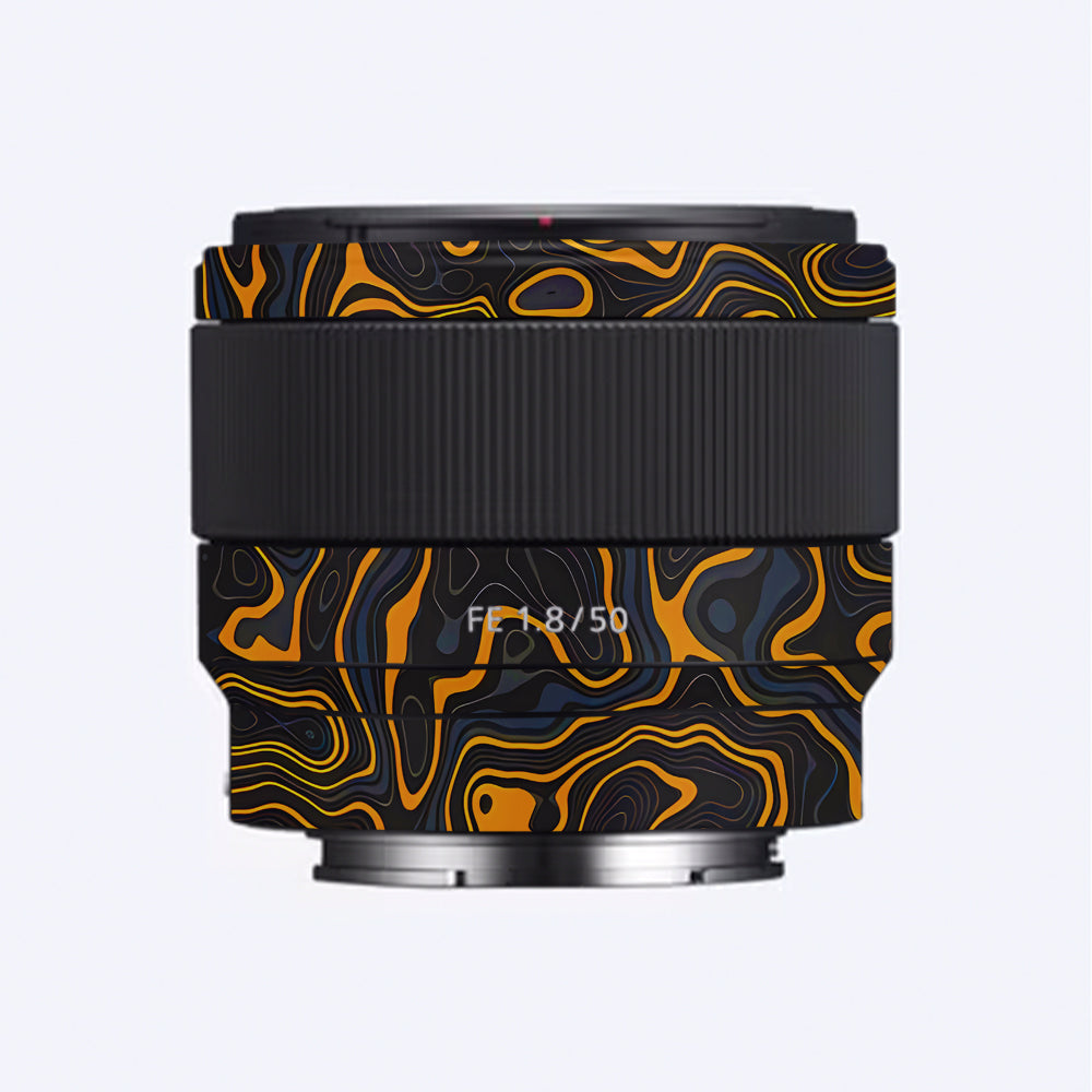 Amber Topographic Waves Sony FE 50mm f/1.8 Camera Lens Skin