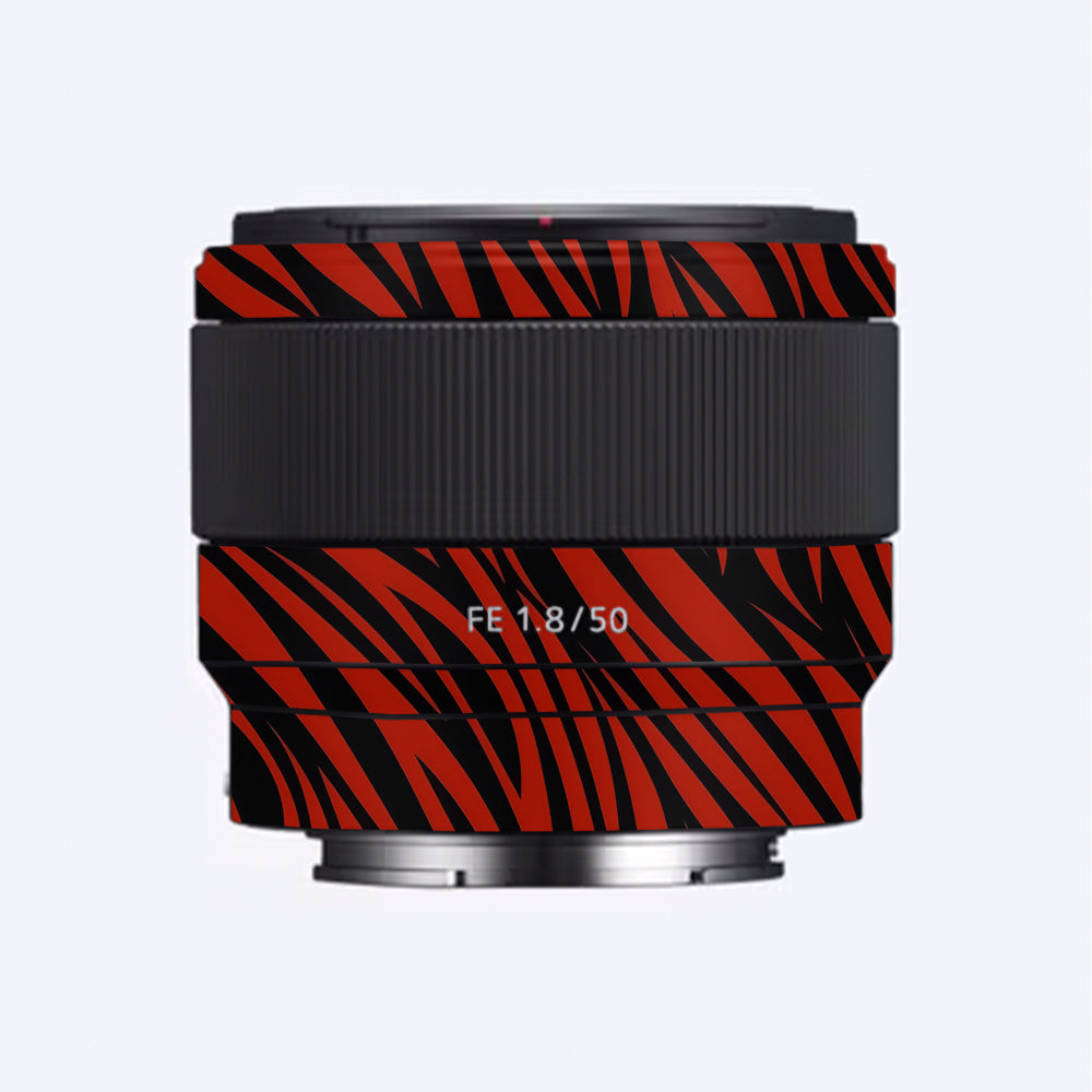 Red and Black Stripes Sony FE 50mm f/1.8 Camera Lens Skin