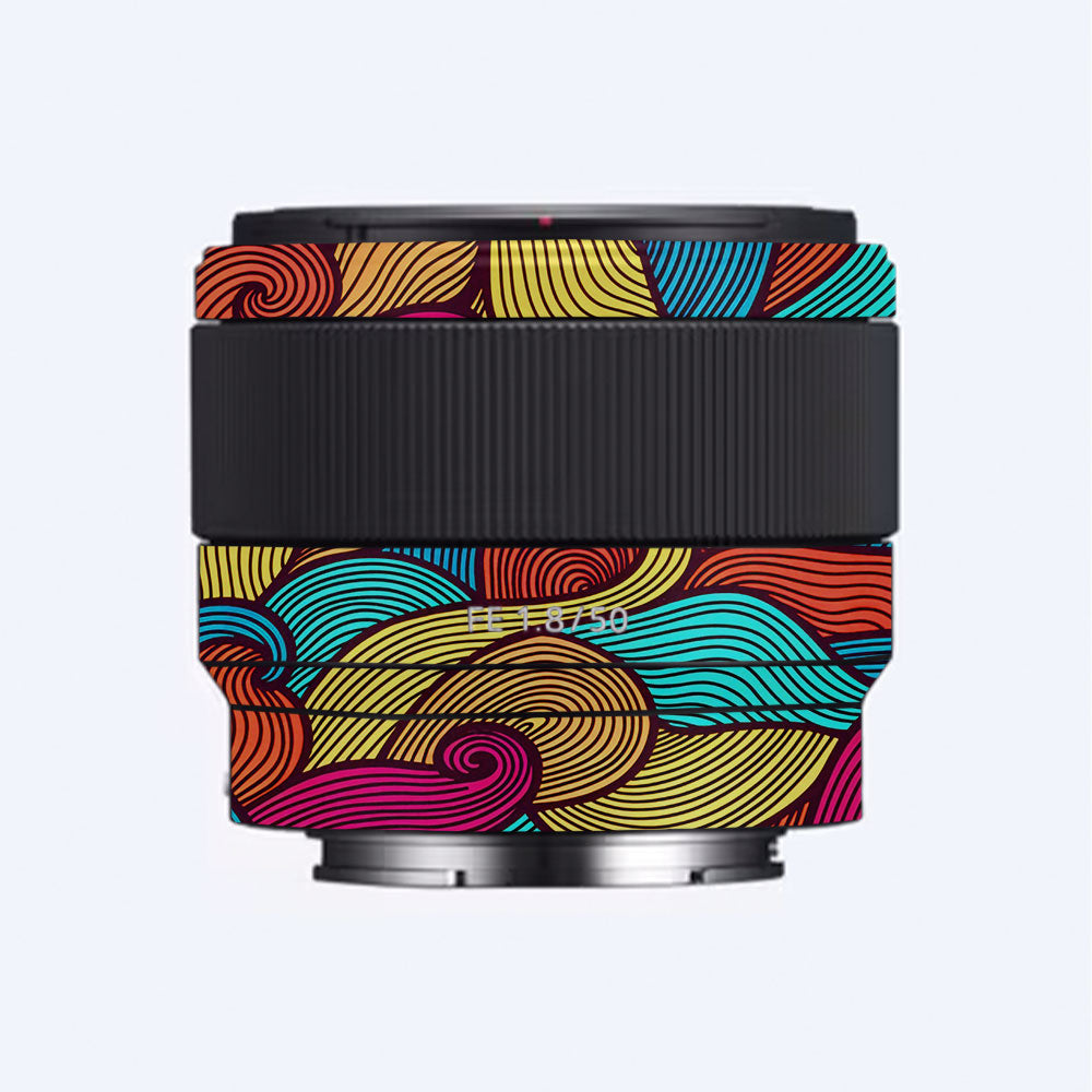 Retro Colorful Doodle Art Pattern Sony FE 50mm f/1.8 Camera Lens Skin