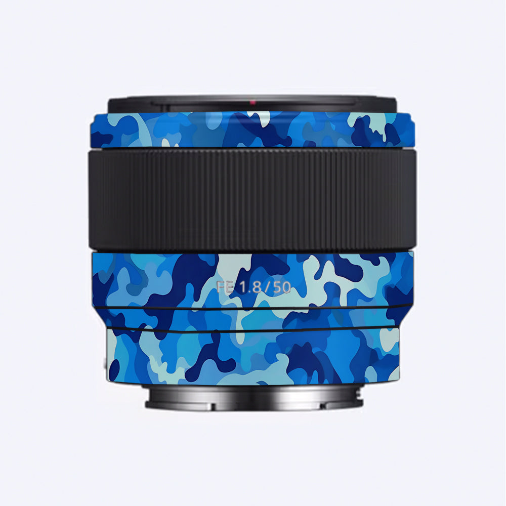 Arctic Blue Camo Pattern Sony FE 50mm f/1.8 Camera Lens Skin
