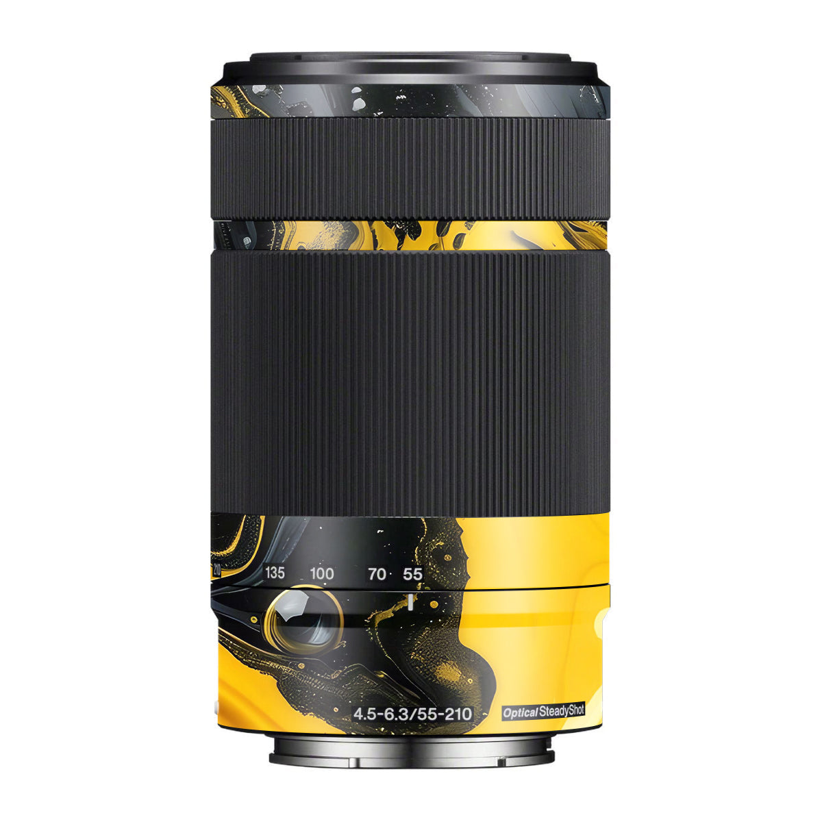 Yellow and Black Paint Swirls Sony E 55-210mm F/4.5-6.3 OSS Camera Lens Skin