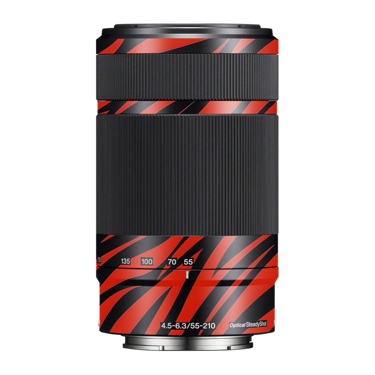 Red and Black Stripes Sony E 55-210mm F/4.5-6.3 OSS Camera Lens Skin
