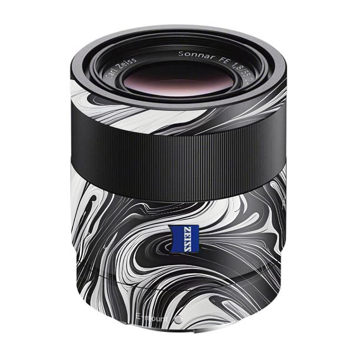 Black and White Marble Sony FE 55mm F/1.8 ZA Camera Lens Skin