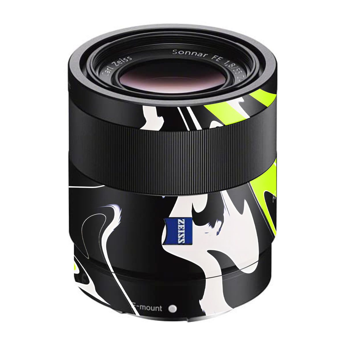 Neon Green and Black Pattern Sony FE 55mm F/1.8 ZA Camera Lens Skin