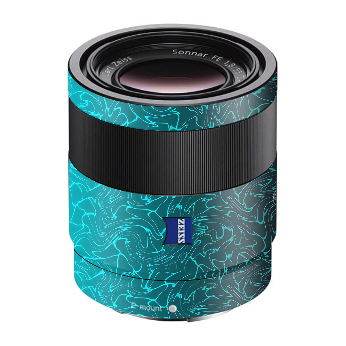 Cyan Blue to Black Gradient Sony FE 55mm F/1.8 ZA Camera Lens Skin