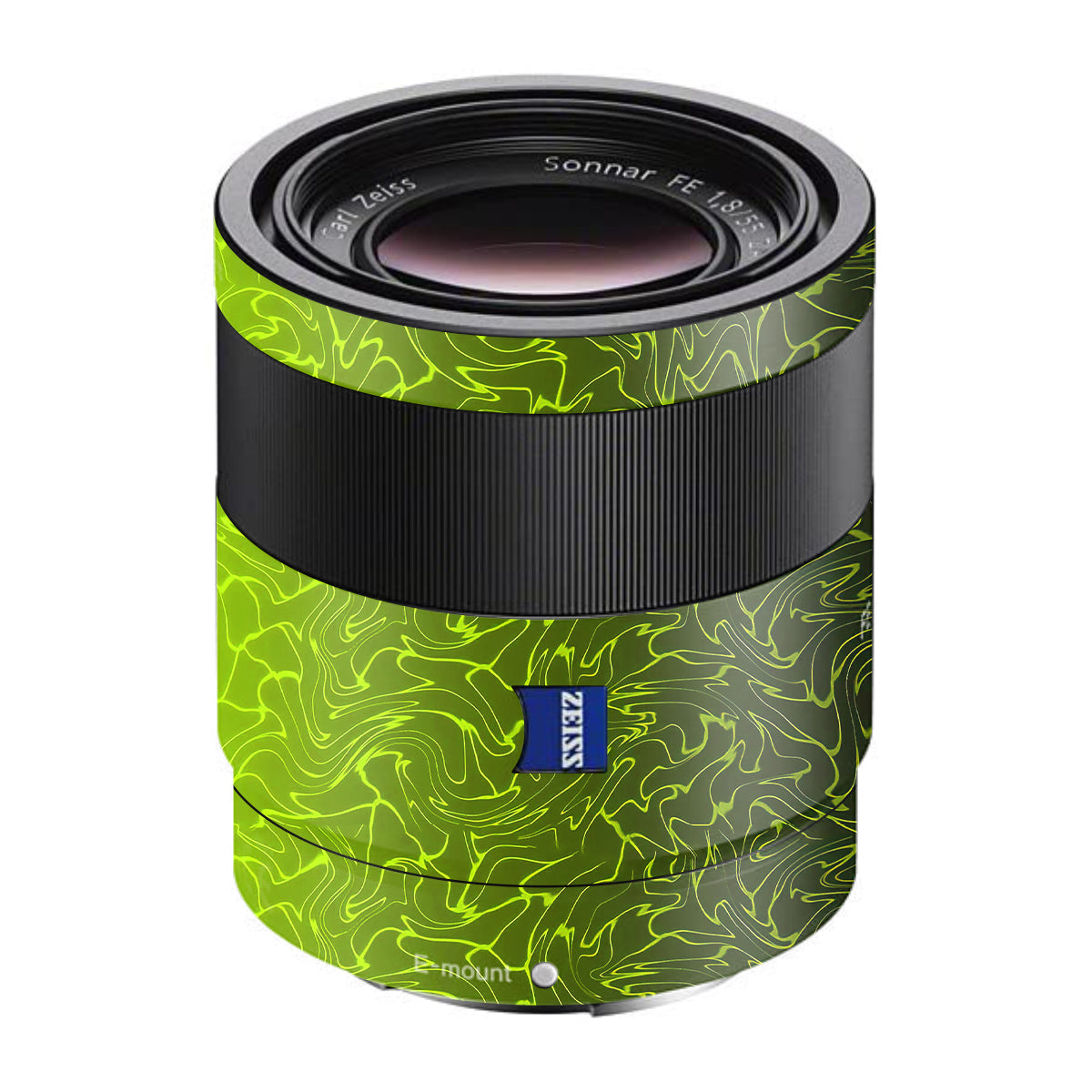 Lime Yellow to Black Gradient Sony FE 55mm F/1.8 ZA Camera Lens Skin