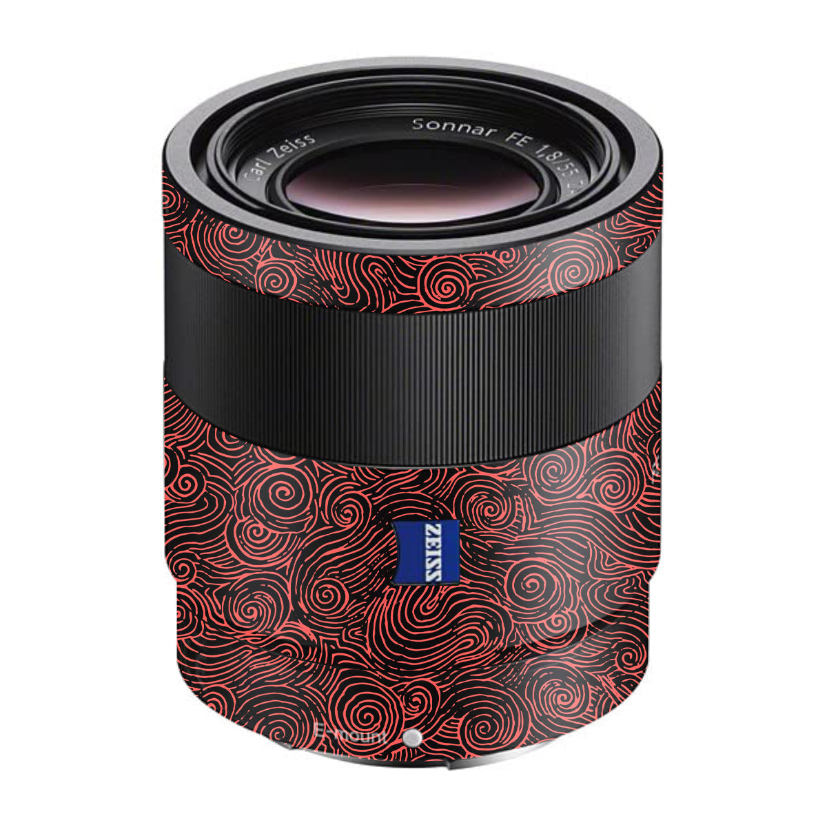 Red Spirals Sony FE 55mm F/1.8 ZA Camera Lens Skin