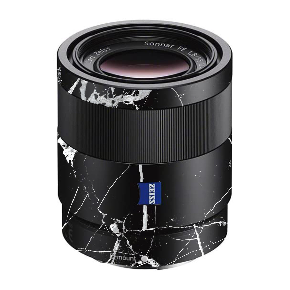White Veins on Black Sony FE 55mm F/1.8 ZA Camera Lens Skin