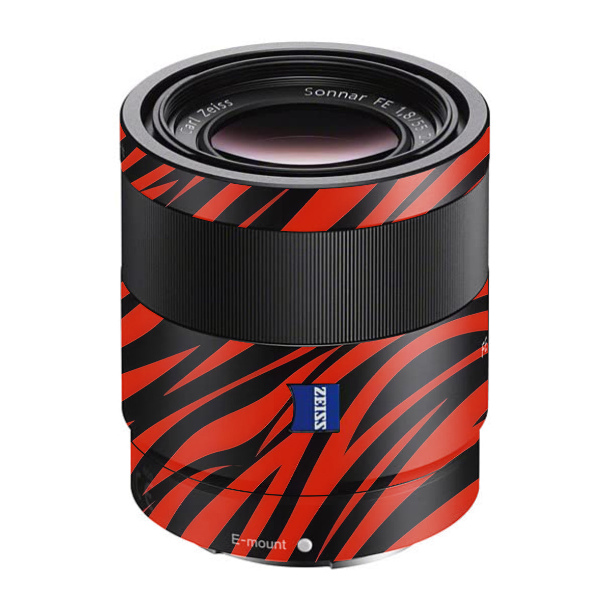 Red and Black Stripes Sony FE 55mm F/1.8 ZA Camera Lens Skin