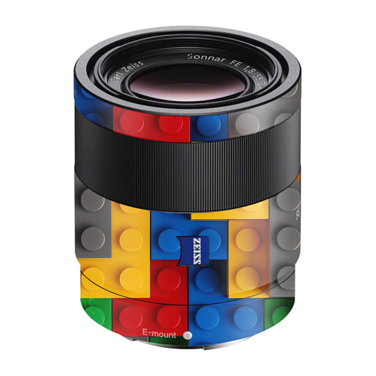 Colorful LEGO Brick Wall Pattern Sony FE 55mm F/1.8 ZA Camera Lens Skin