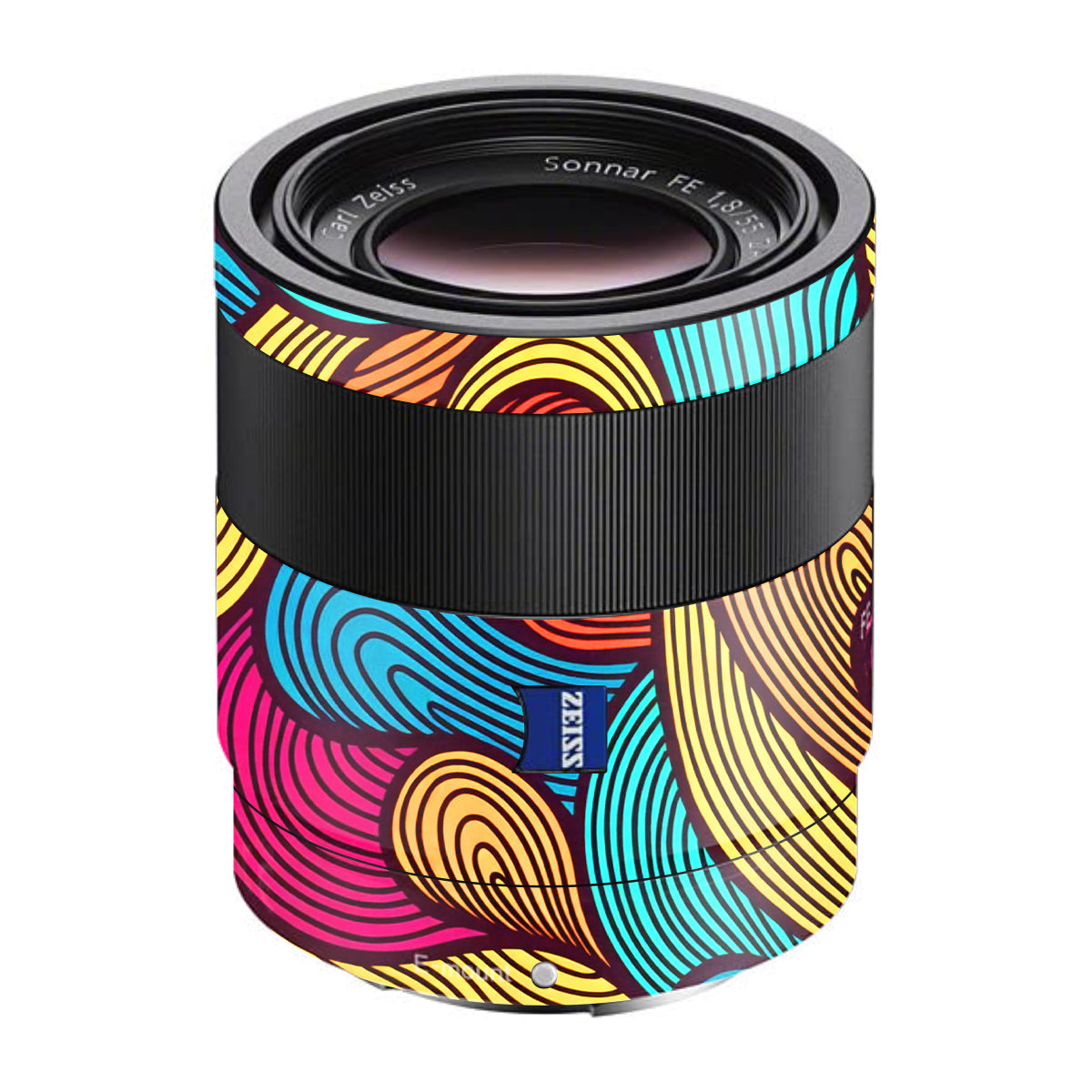 Retro Colorful Doodle Art Pattern Sony FE 55mm F/1.8 ZA Camera Lens Skin