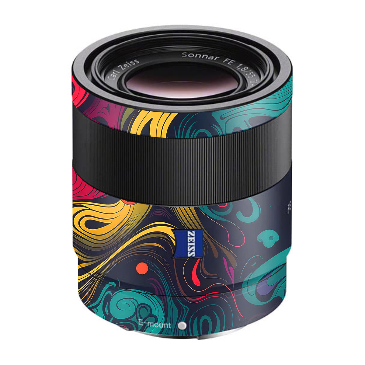 Psychedelic Color Swirl Sony FE 55mm F/1.8 ZA Camera Lens Skin