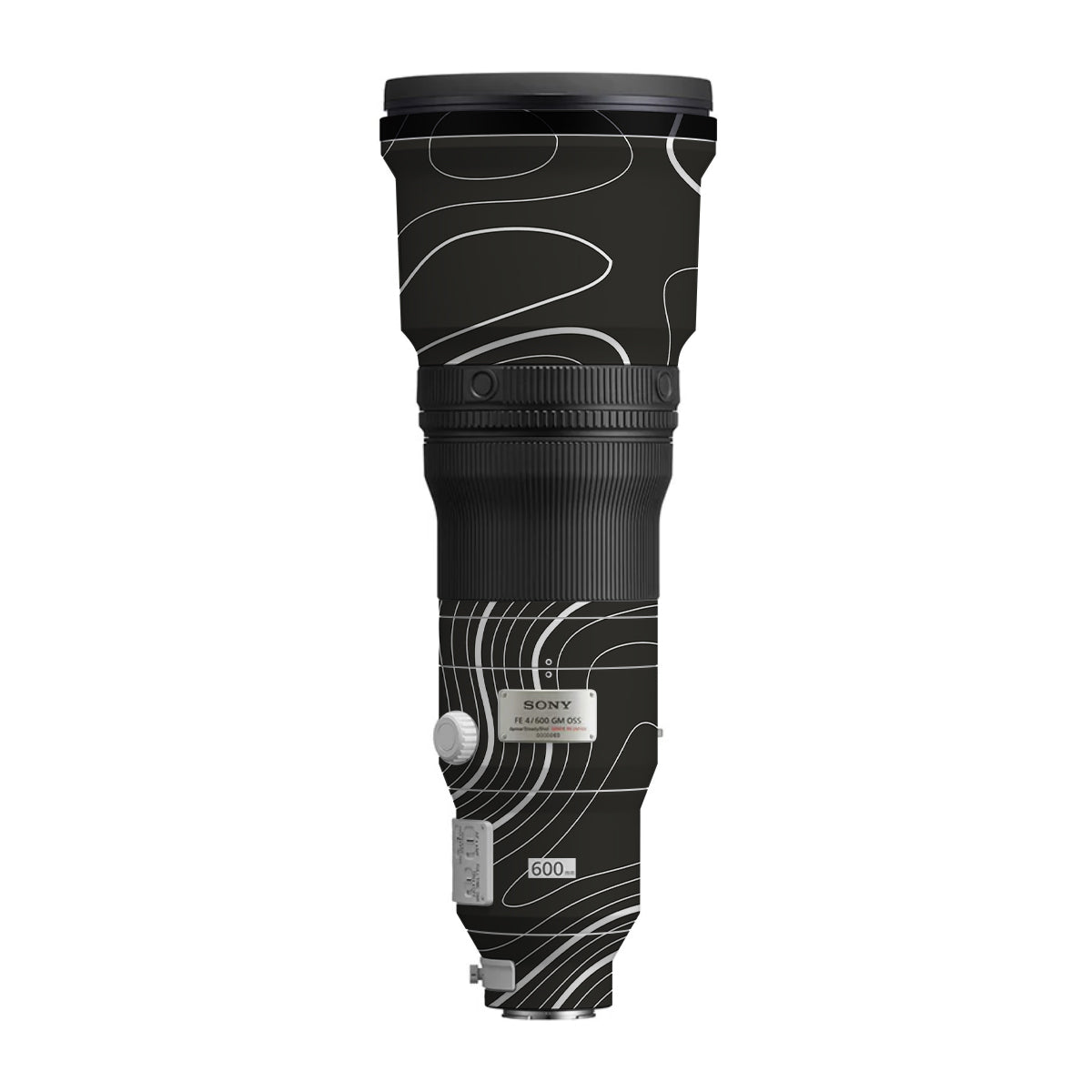 Grayscale Topographic Lines Sony FE 600mm F/4 GM OSS Camera Lens Skin