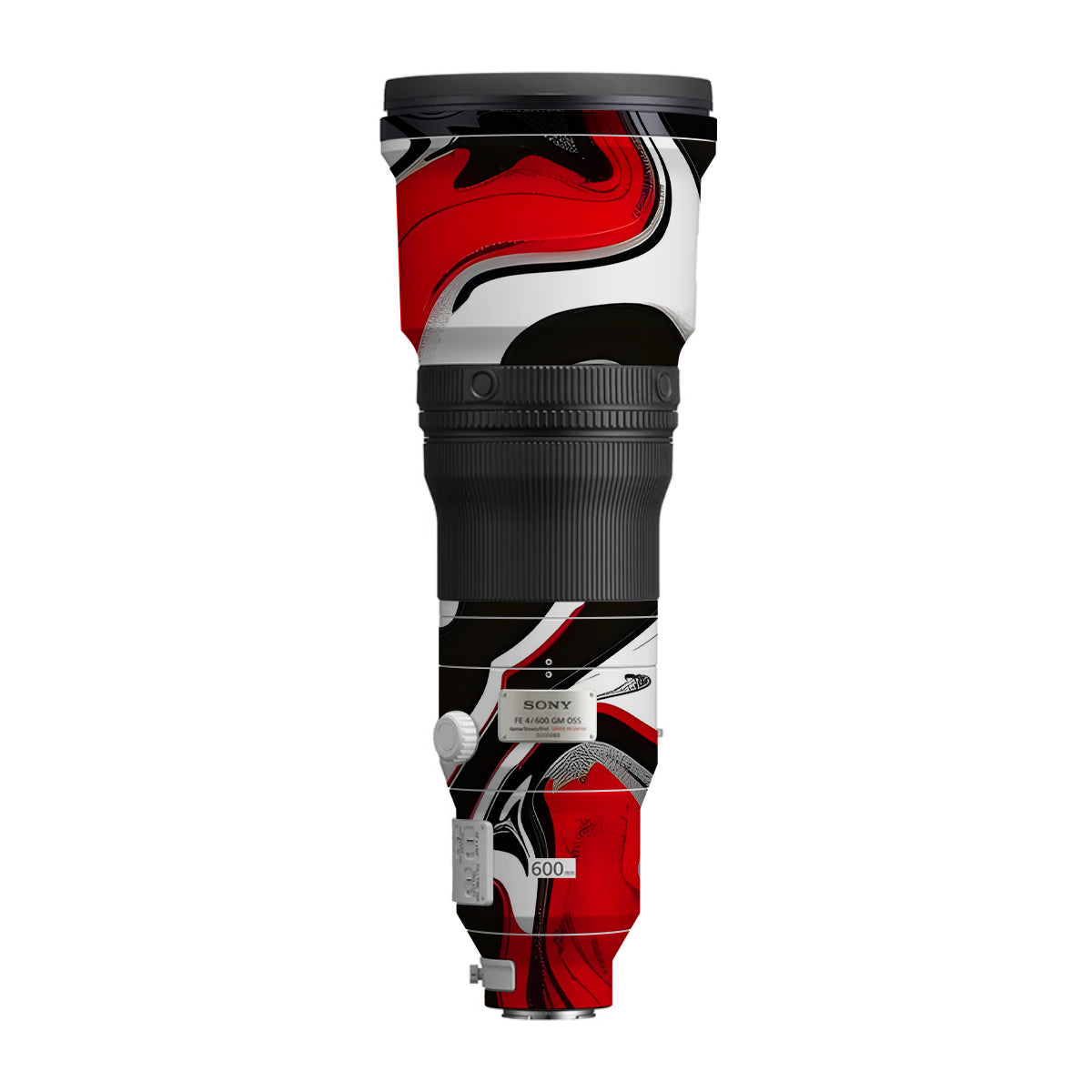 Scarlet and White Motion Sony FE 600mm F/4 GM OSS Camera Lens Skin