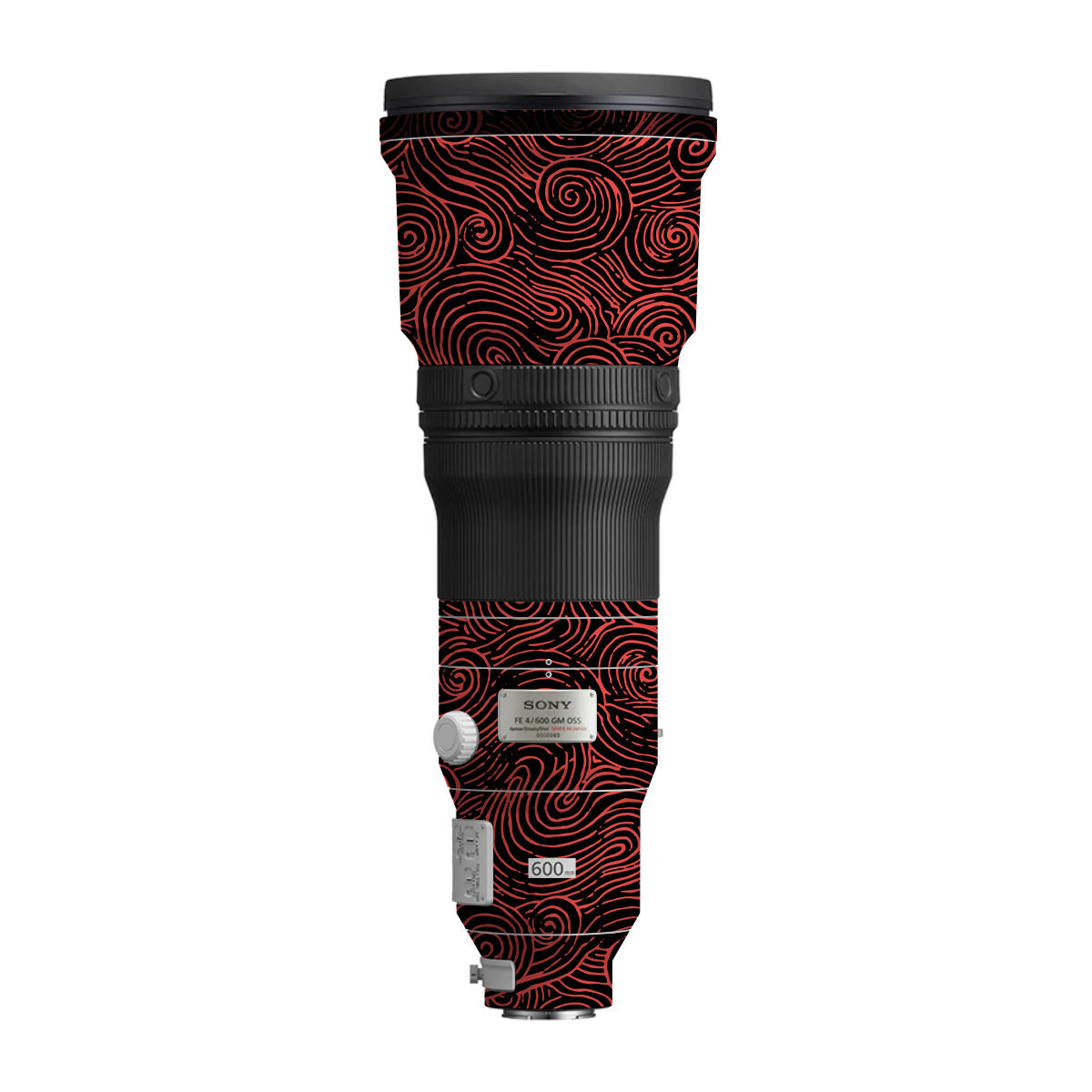 Red Spirals Sony FE 600mm F/4 GM OSS Camera Lens Skin