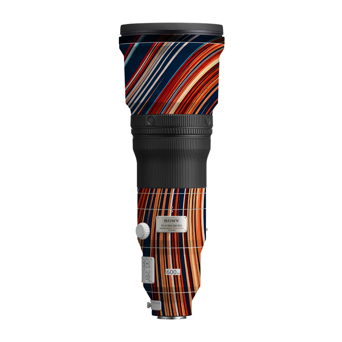 Retro Abstract Striped Swirl Sony FE 600mm F/4 GM OSS Camera Lens Skin