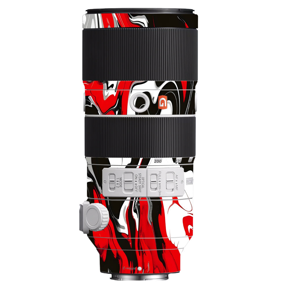 Scarlet and White Motion Sony FE 70–200mm f/2.8 GM OSS Camera Lens Skin