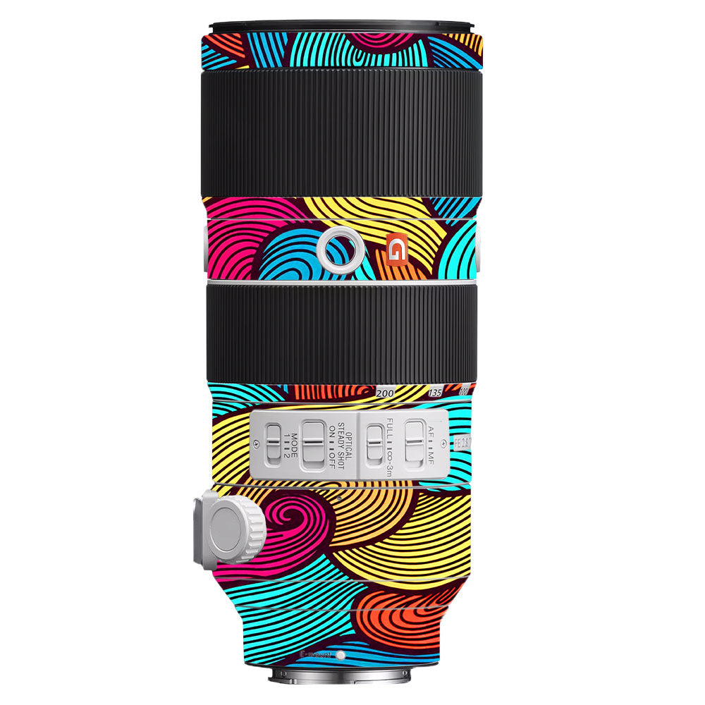 Retro Colorful Doodle Art Pattern Sony FE 70–200mm f/2.8 GM OSS Camera Lens Skin