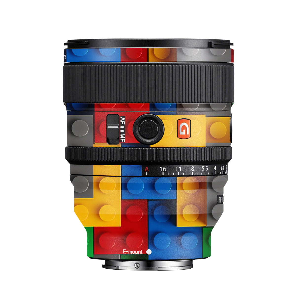 Colorful LEGO Brick Wall Pattern Sony FE 85mm F/1.4 GM II Camera Lens Skin