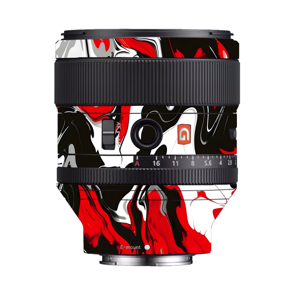 Scarlet and White Motion Sony FE 85mm f/1.4 GM Camera Lens Skin