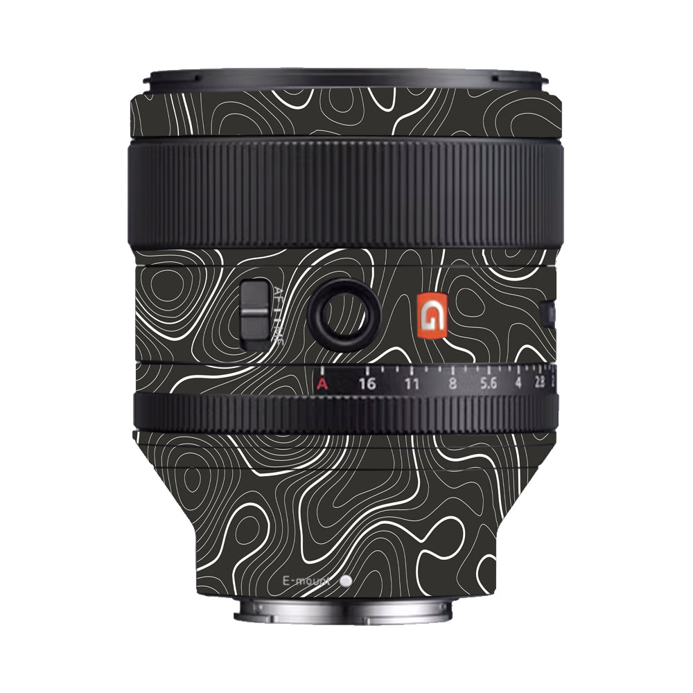 Grayscale Topographic Lines Sony FE 85mm f/1.4 GM Camera Lens Skin