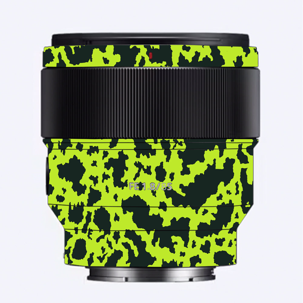 Neon Green Splatter Sony 85mm 1.8 Camera Lens Skin
