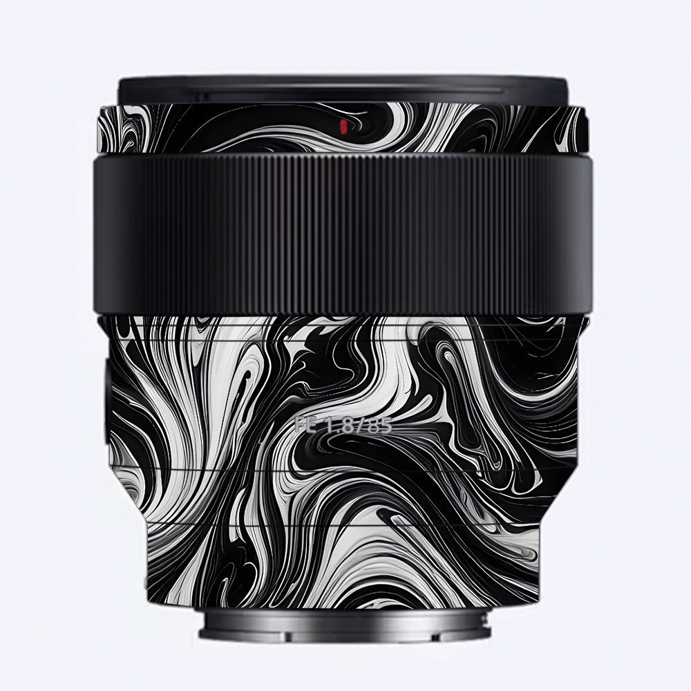 Black and White Marble Sony FE 85mm f/1.8 Camera Lens Skin
