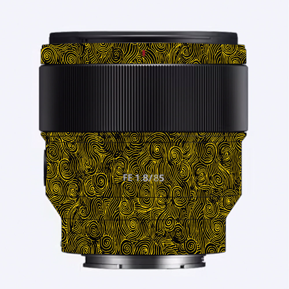 Yellow Spirals Sony FE 85mm f/1.8 Camera Lens Skin