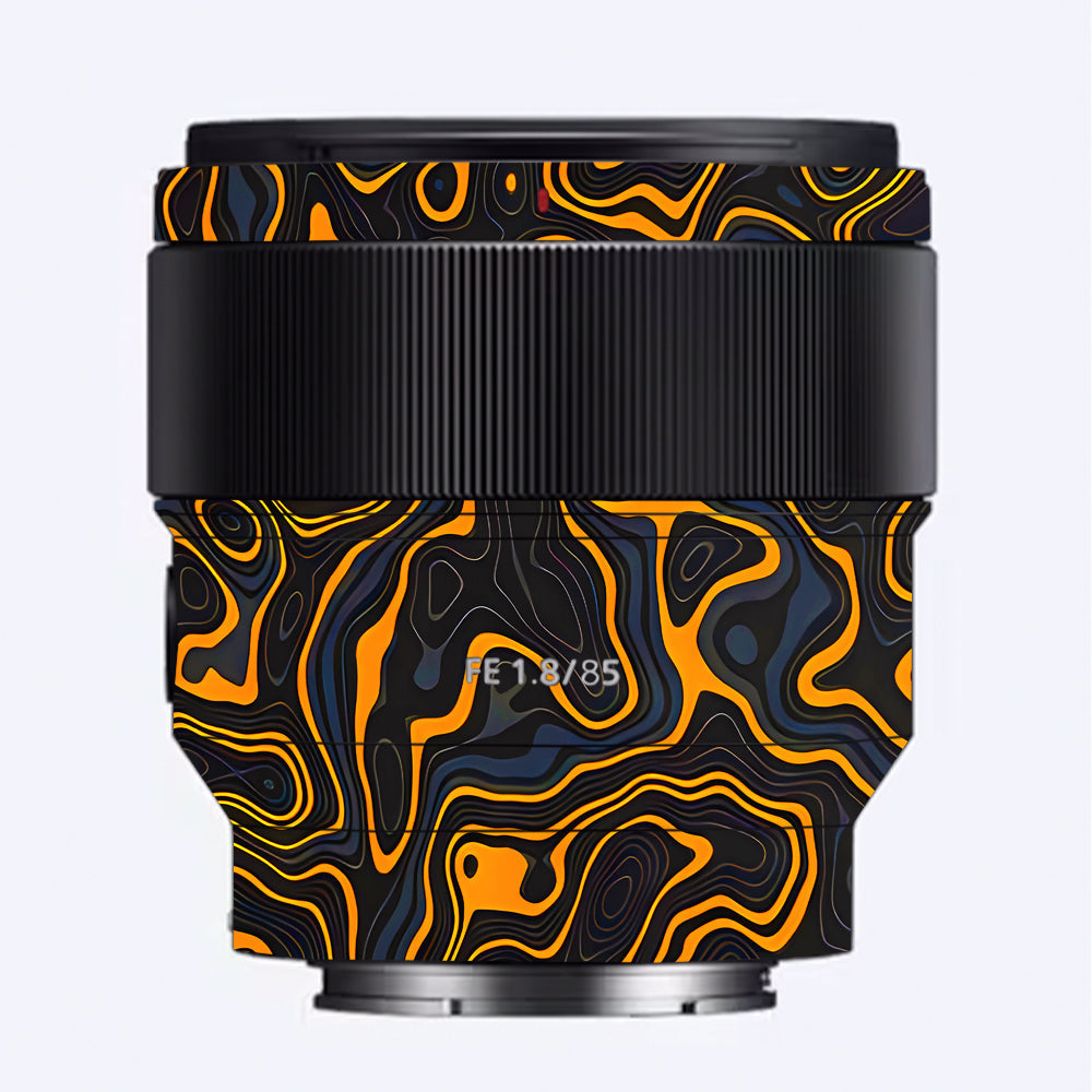 Amber Topographic Waves Sony FE 85mm f/1.8 Camera Lens Skin