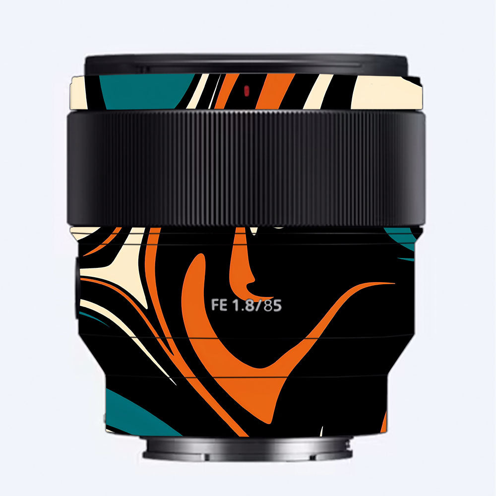 Mid-Century Abstract Swirl Sony FE 85mm f/1.8 Camera Lens Skin