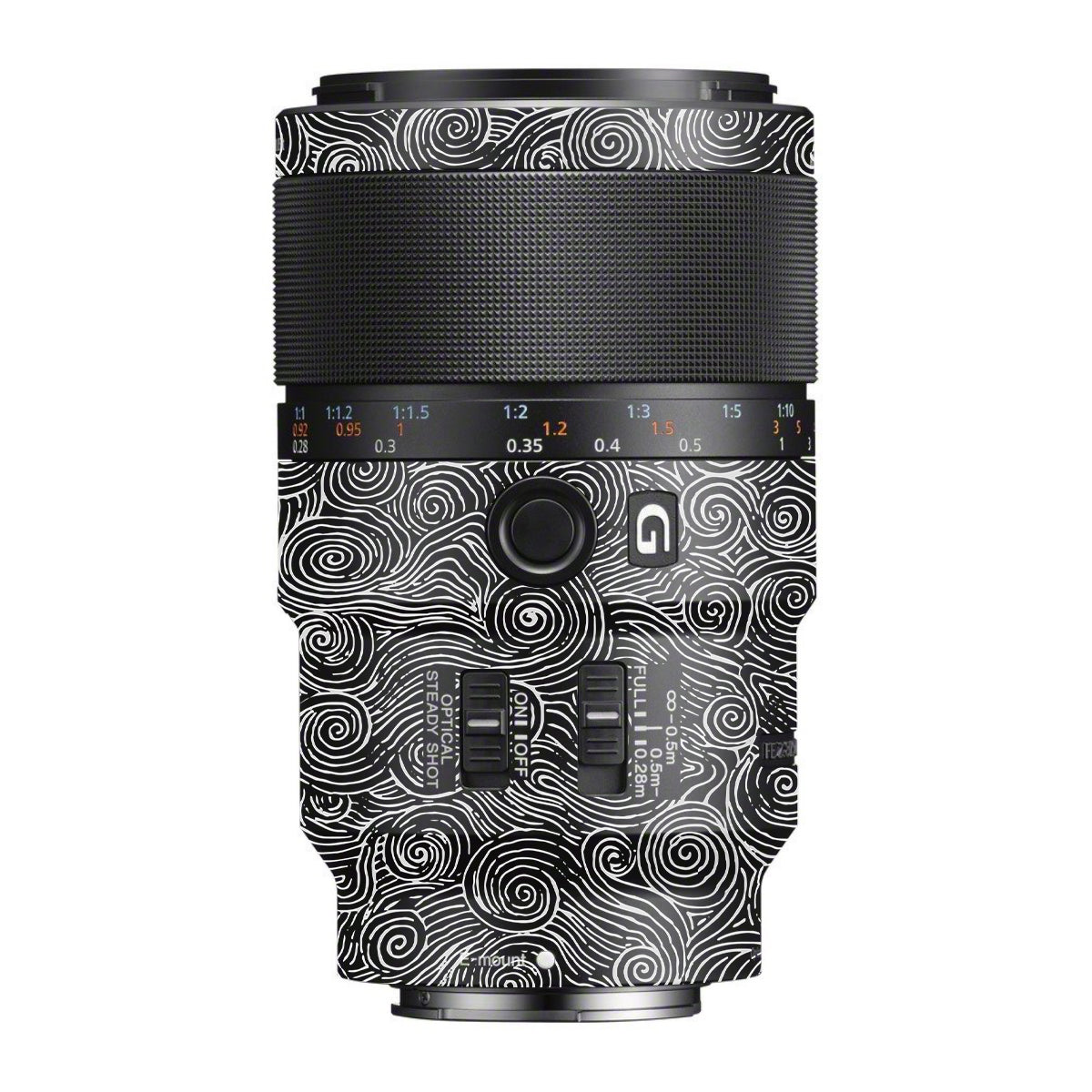 White Spirals Sony FE 90mm F/2.8 Macro OSS Camera Lens Skin