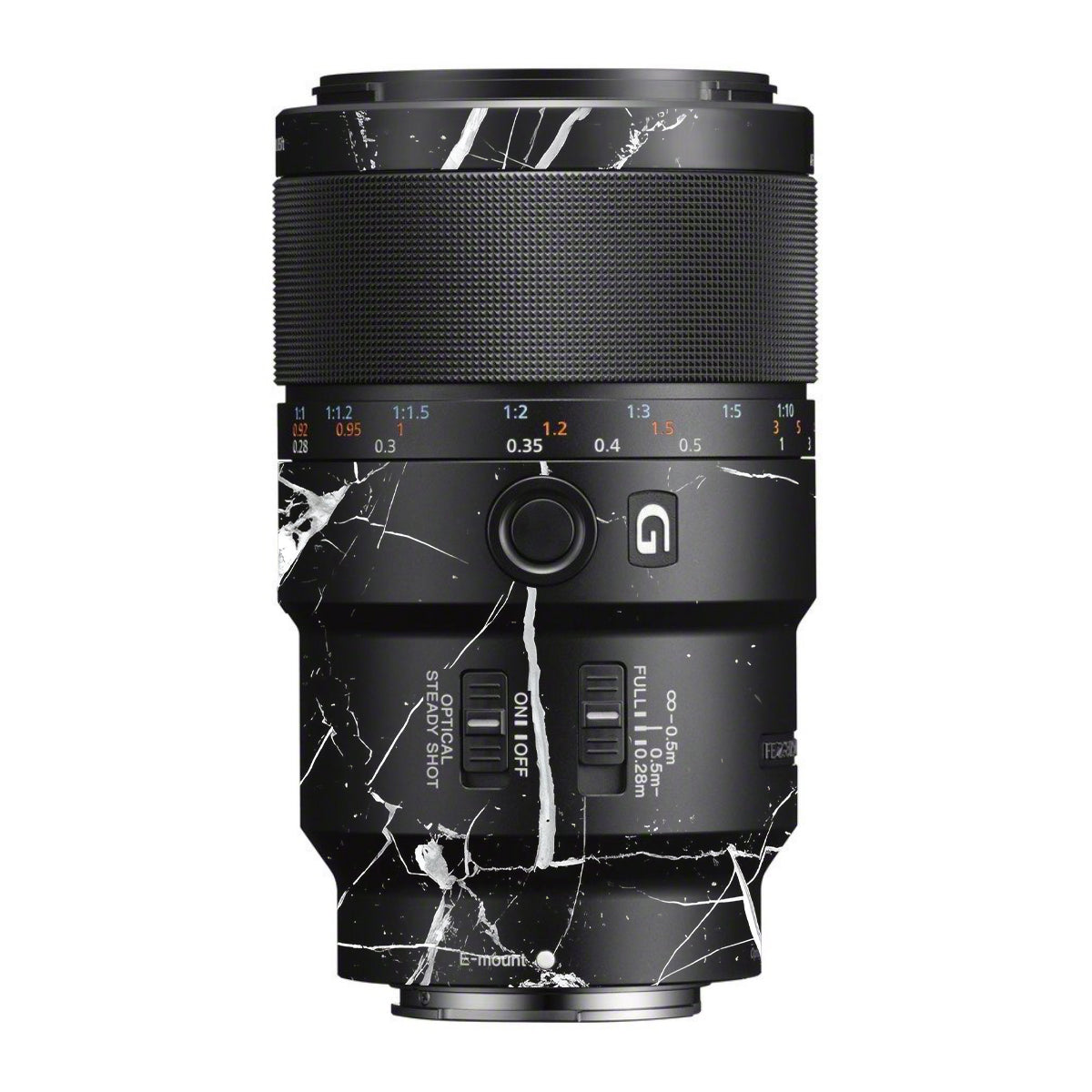 White Veins on Black Sony FE 90mm F/2.8 Macro OSS Camera Lens Skin