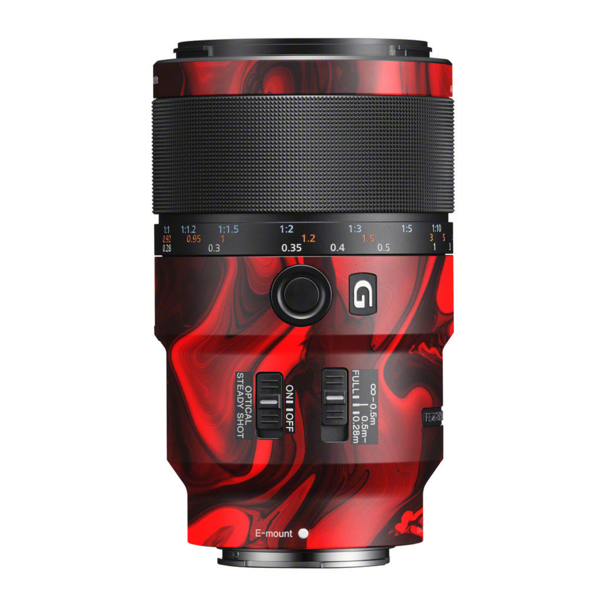 Red Lava Flow Sony FE 90mm F/2.8 Macro OSS Camera Lens Skin