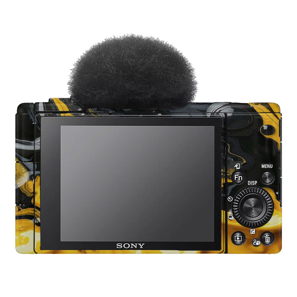 Yellow and Black Paint Swirls Sony ZV-1F Camera Skins