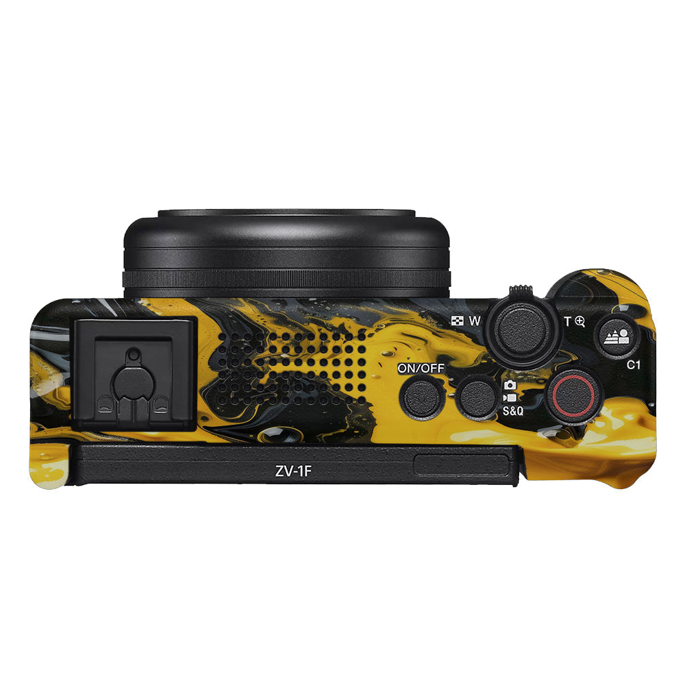 Yellow and Black Paint Swirls Sony ZV-1F Camera Skins