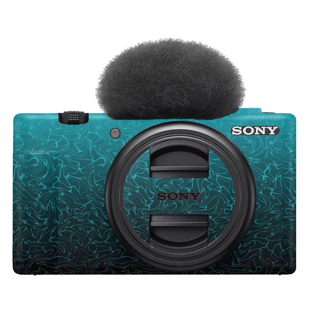 Cyan Blue to Black Gradient Sony ZV-1F Camera Skins