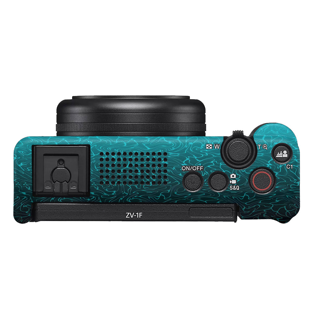 Cyan Blue to Black Gradient Sony ZV-1F Camera Skins