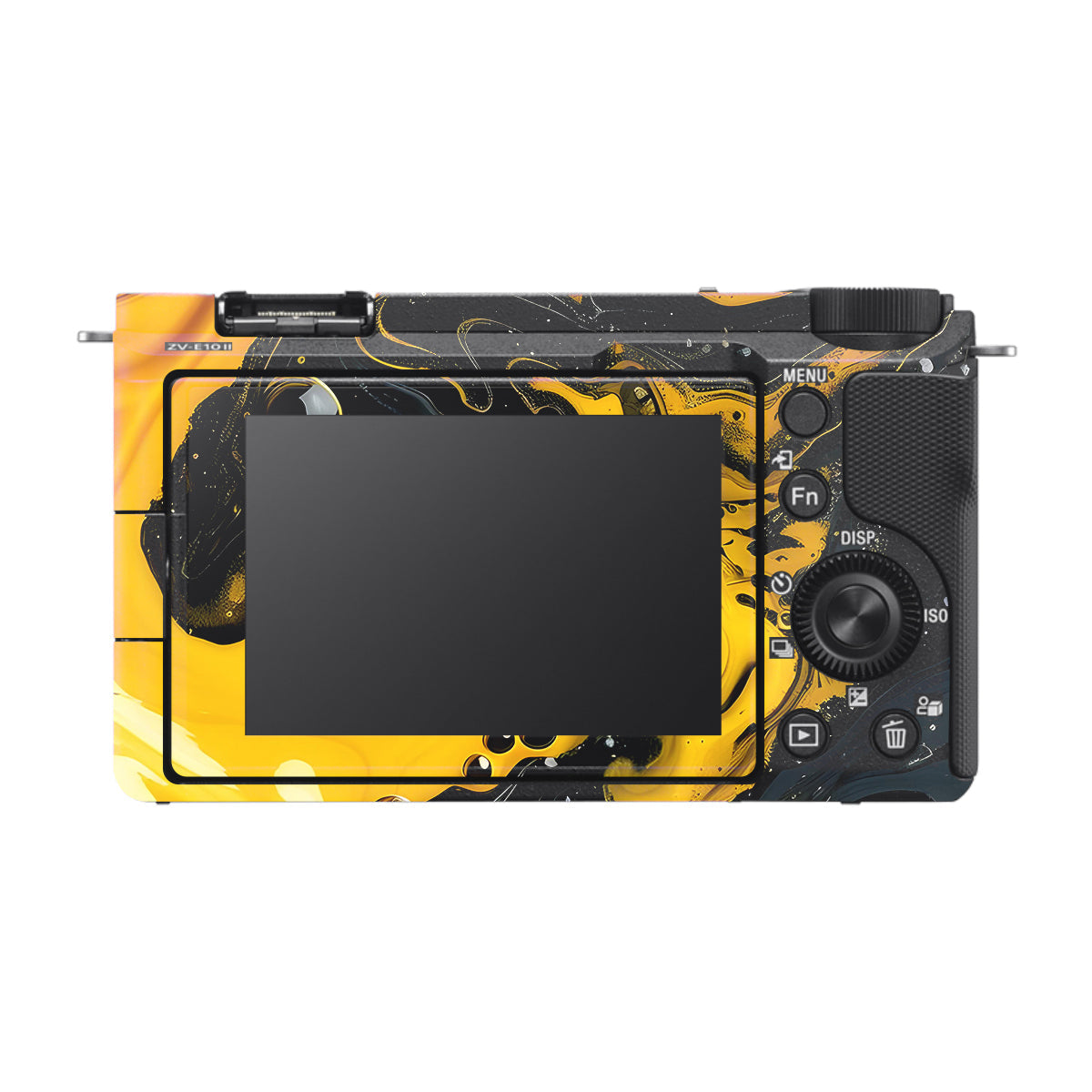 Yellow and Black Paint Swirls Sony ZV-E10 Mark II Camera Skin